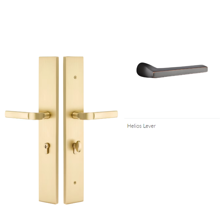 Emtek 1L1R25HLOLH Large Multi Point , Dummy Pair , Hub Above Handle , Modern Rectangular Style , 2.5" x 17.5" , Helios Lever , LH - Parent