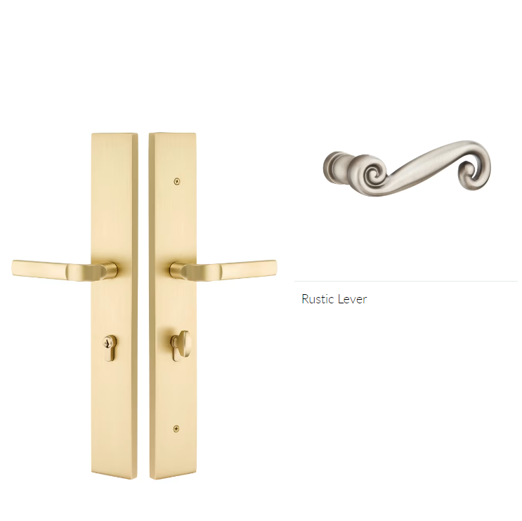 Emtek 1L1R12RLLH Large Multi Point , Non-Keyed Passage , Hub Below Handle , Modern Rectangular Style , 2.5" x 17.5" , Rope Lever , LH - Parent