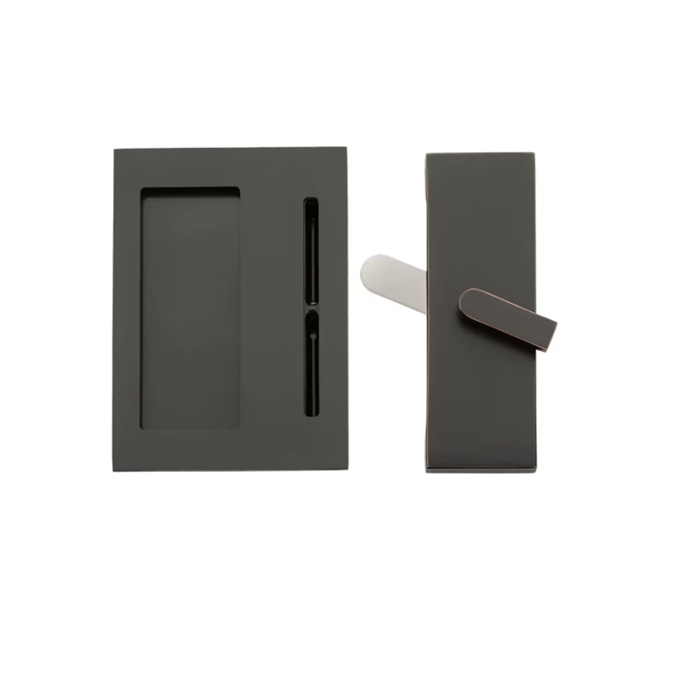 Emtek 222304 Modern Rectangular , 4" Knurled Flush Pulls with plain pocket - Parent