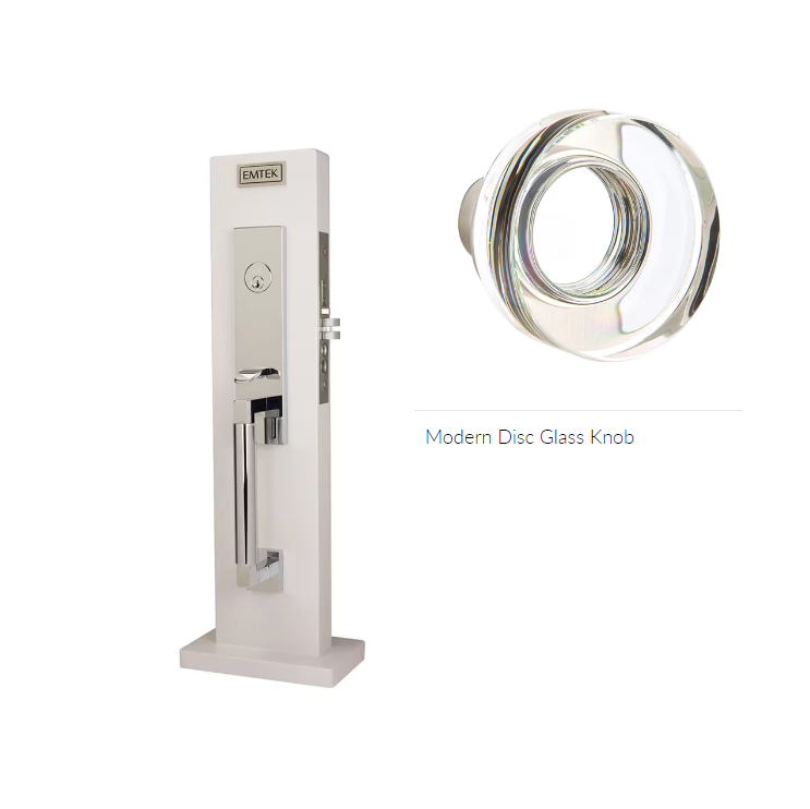Emtek 3035MDC Dummy , Hercules Smooth Monolithic Mortise , Modern Disc Glass Knob - Parent