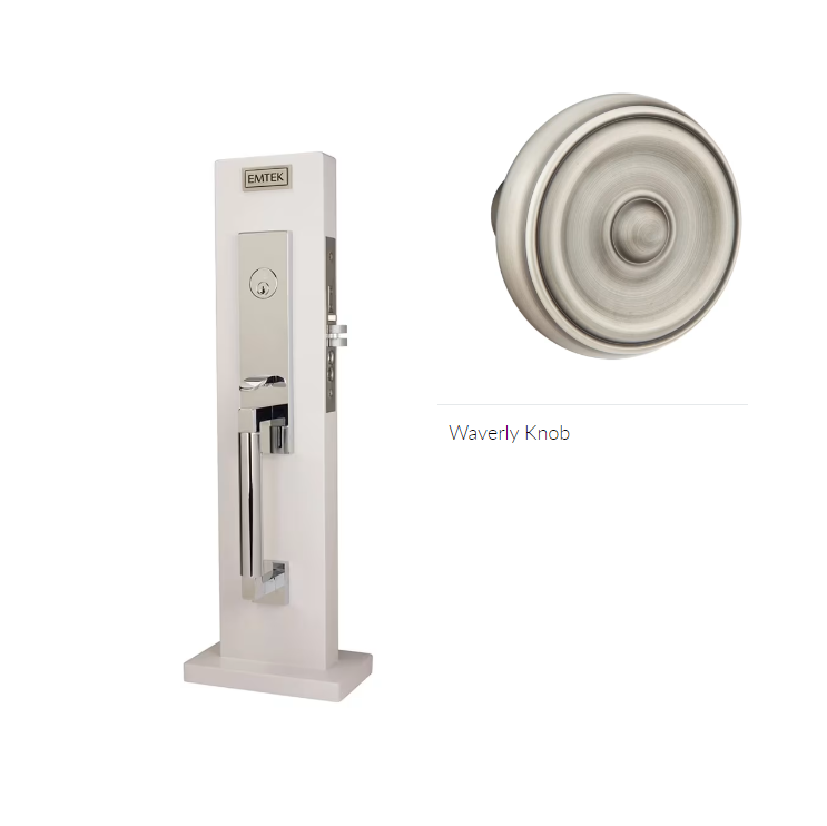 Emtek 3037W Dummy , Hercules Knurled Monolithic Mortise , Waverly Knob - Parent