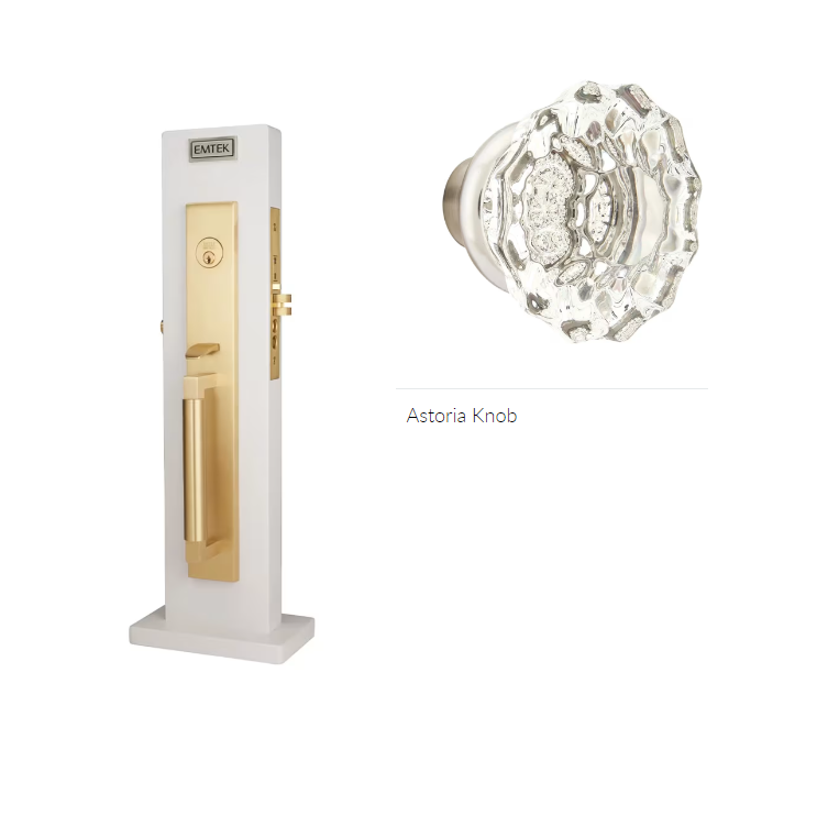 Emtek 3036AS Dummy , Hercules Smooth Full Length Mortise , Astoria Glass Knob - Parent
