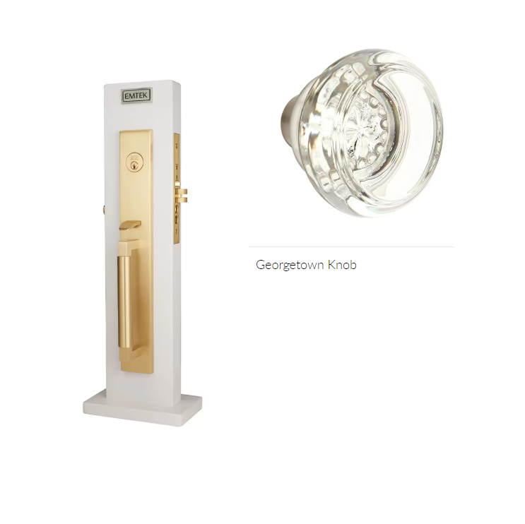 Emtek 3038GT Dummy , Hercules Knurled Full Length Mortise , Georgetown Glass Knob - Parent