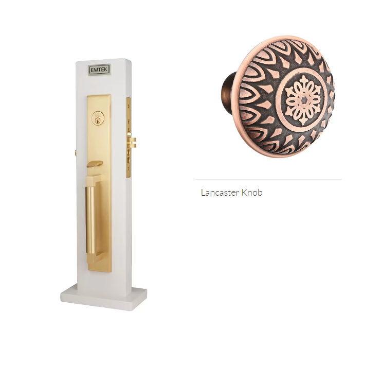 Emtek 3036LN Dummy , Hercules Smooth Full Length Mortise , Lancaster Knob - Parent