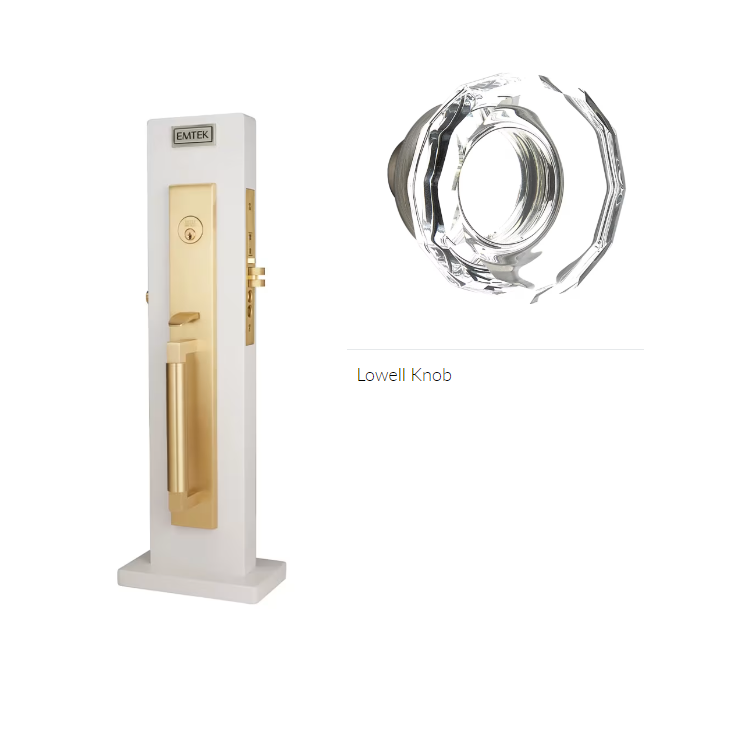 Emtek 3036LW Dummy , Hercules Smooth Full Length Mortise , Lowell Glass Knob - Parent
