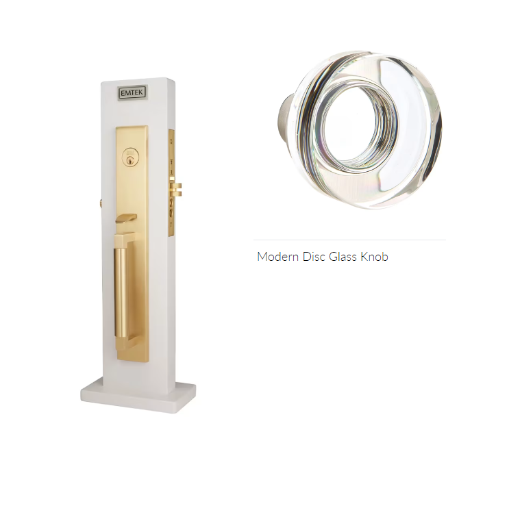 Emtek 3036MDC Dummy , Hercules Smooth Full Length Mortise , Modern Disc Glass Knob - Parent