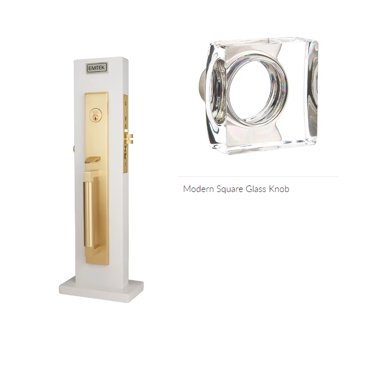 Emtek 3038MSC Dummy , Hercules Knurled Full Length Mortise , Modern Square Glass Knob - Parent