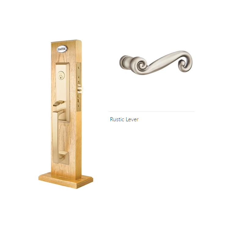 Emtek 3039RRH Dummy , Transitional Heritage Mortise , Rustic Lever , RH - Parent