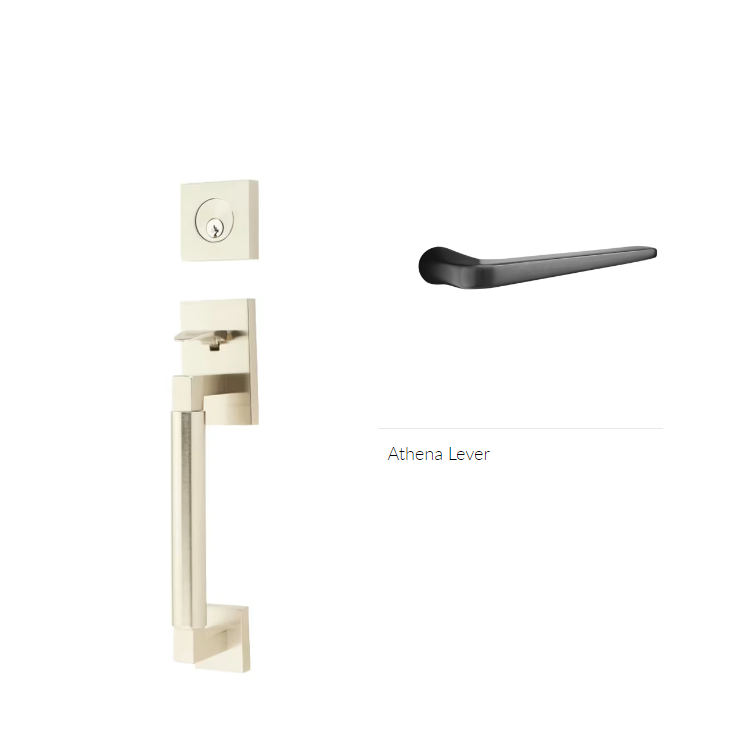 Emtek 4204ATNLH Dummy , Hercules Smooth , Sectional Tubular Entry Set , Athena Lever , LH - Parent