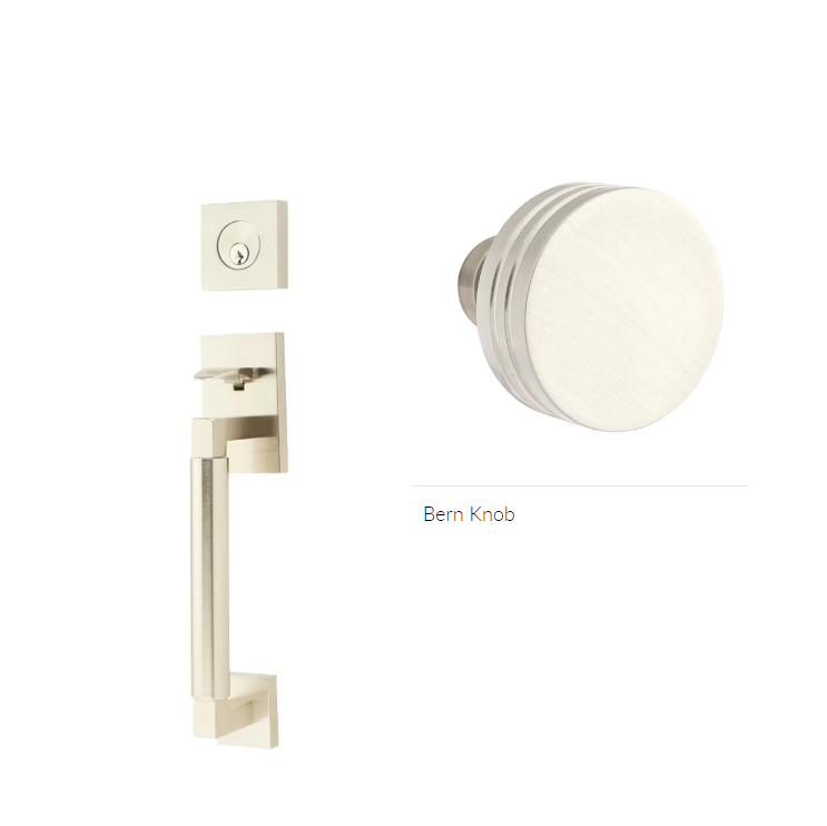 Emtek 4214BN Single Cyl , Hercules Smooth , Sectional Tubular Entry Set , Bern Knob - Parent