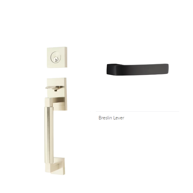Emtek 4214BRLLH Single Cyl , Hercules Smooth , Sectional Tubular Entry Set , Breslin Lever , LH - Parent