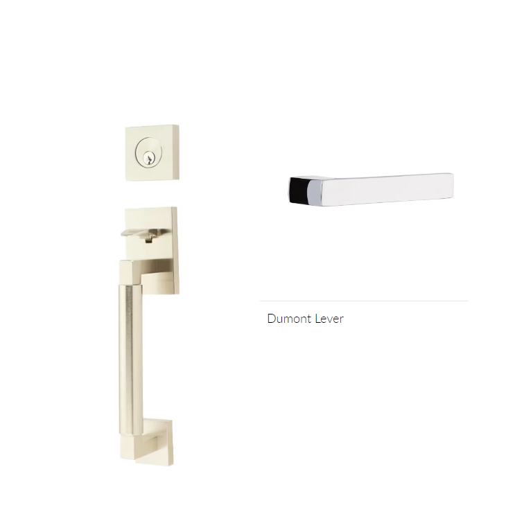 Emtek 4214DTRH Single Cyl , Hercules Smooth , Sectional Tubular Entry Set , Dumont Lever , RH - Parent