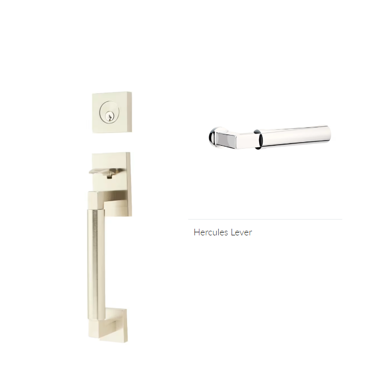 Emtek 4214HECLH Single Cyl , Hercules Smooth , Sectional Tubular Entry Set , Hercules Lever , LH - Parent