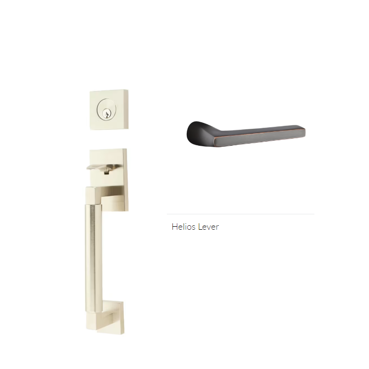Emtek 4224HLORH Double Cyl , Hercules Smooth , Sectional Tubular Entry Set , Helios Lever , RH - Parent