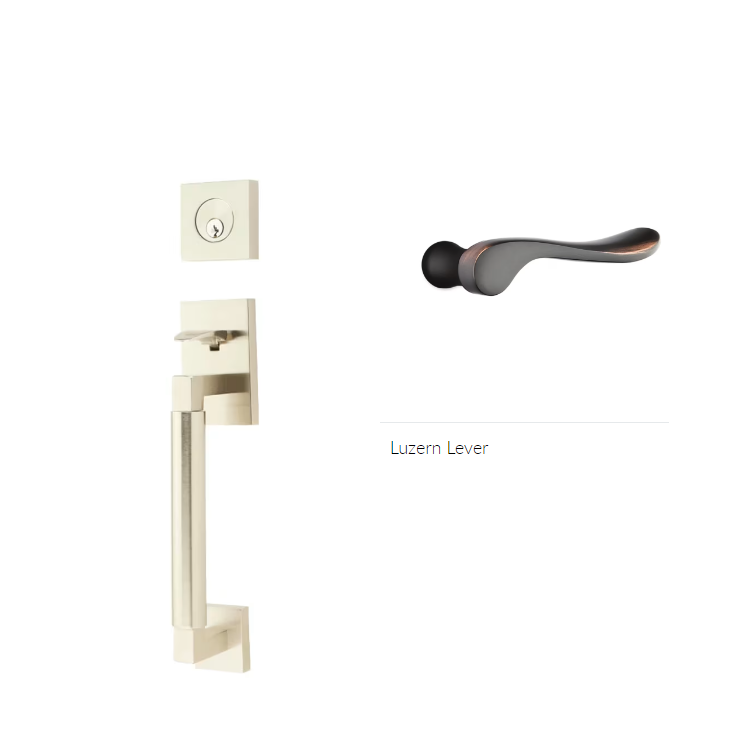 Emtek 4214LURH Single Cyl , Hercules Smooth , Sectional Tubular Entry Set , Luzern Lever , RH - Parent