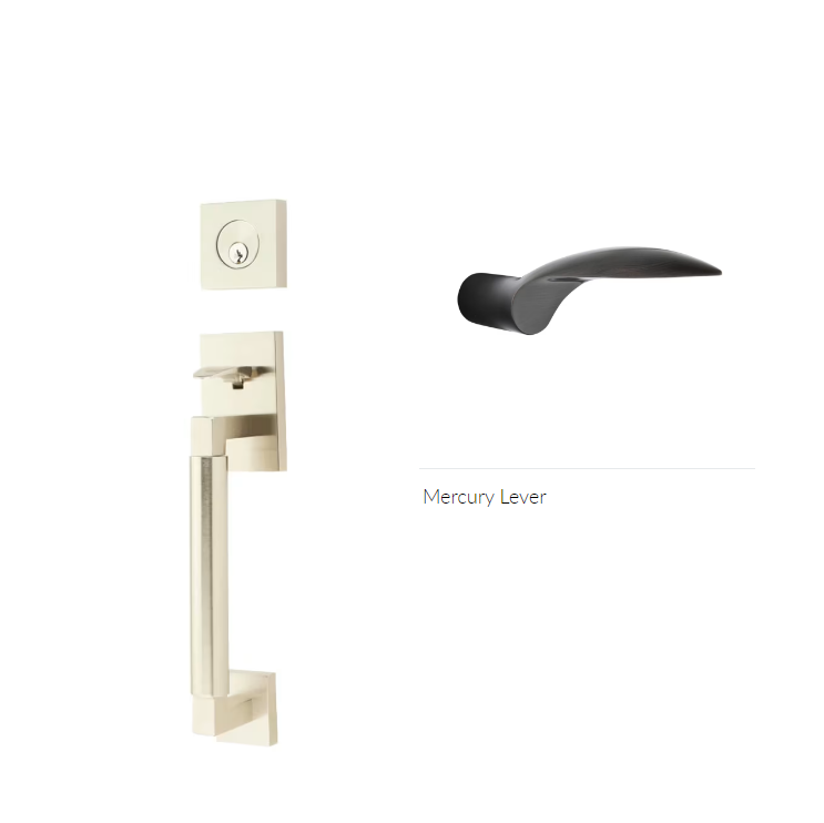 Emtek 4204MCRH Dummy , Hercules Smooth , Sectional Tubular Entry Set , Mercury Lever , RH - Parent