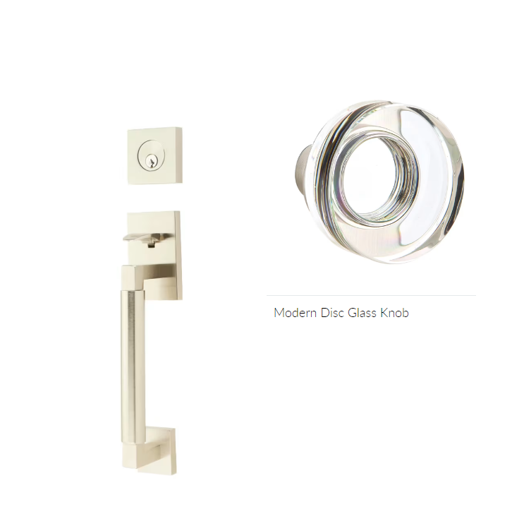 Emtek 4204MDC Dummy , Hercules Smooth , Sectional Tubular Entry Set , Modern Disc Glass Knob - Parent