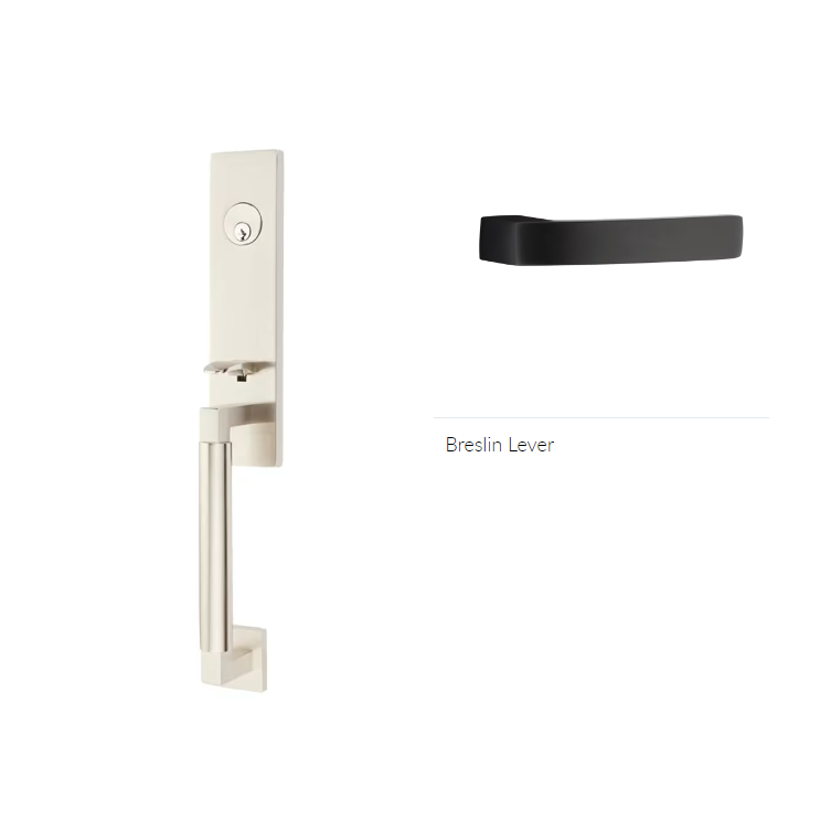 Emtek 4225BRLRH Double Cyl , Hercules Smooth , Monolithic Tubular Entry Set , Breslin Lever , RH - Parent