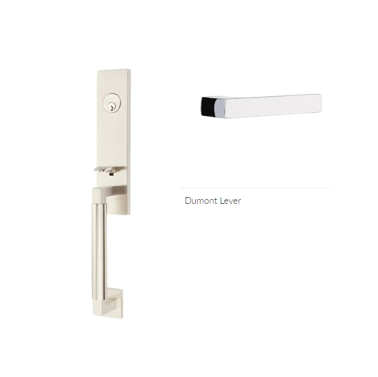 Emtek 4215DTRH Single Cyl , Hercules Smooth , Monolithic Tubular Entry Set , Dumont Lever , RH - Parent