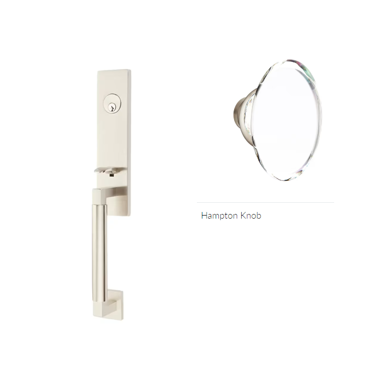 Emtek 4205HT Dummy , Hercules Smooth , Monolithic Tubular Entry Set , Hampton Glass Knob - Parent