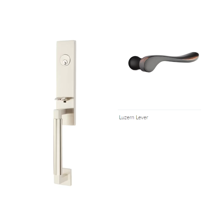 Emtek 4225LURH Double Cyl , Hercules Smooth , Monolithic Tubular Entry Set , Luzern Lever , RH - Parent