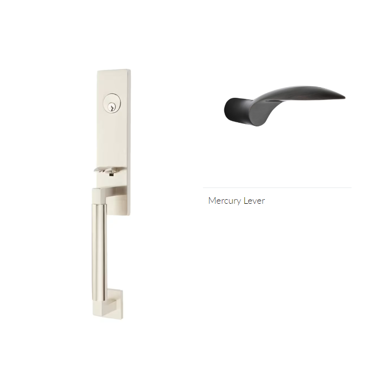 Emtek 4225MCLH Double Cyl , Hercules Smooth , Monolithic Tubular Entry Set , Mercury Lever , LH - Parent