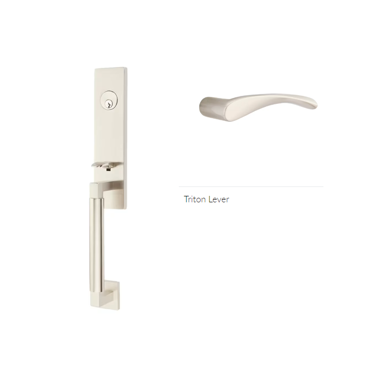 Emtek 4225TRTRH Double Cyl , Hercules Smooth , Monolithic Tubular Entry Set , Triton Lever , RH - Parent
