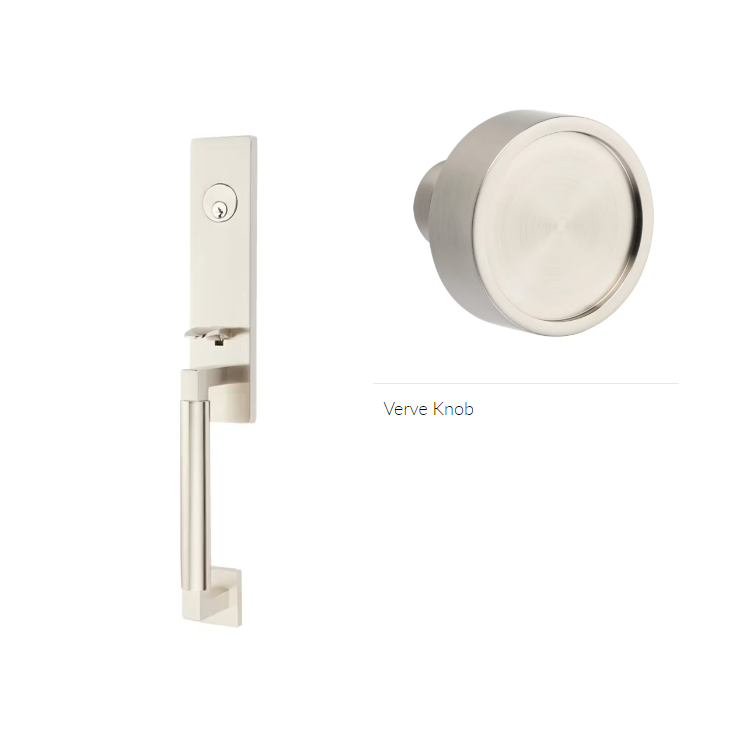 Emtek 4215VR Single Cyl , Hercules Smooth , Monolithic Tubular Entry Set , Verve Knob - Parent