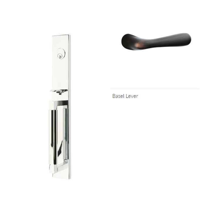 Emtek 4206BALH Dummy , Hercules Smooth , Full Length Tubular Entry Set , Basel Lever , LH - Parent
