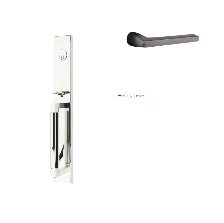 Emtek 4226HLOLH Double Cyl , Hercules Smooth , Full Length Tubular Entry Set , Helios Lever , LH - Parent