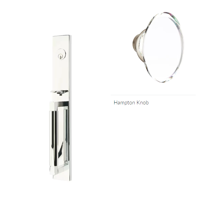 Emtek 4226HT Double Cyl , Hercules Smooth , Full Length Tubular Entry Set , Hampton Glass Knob - Parent