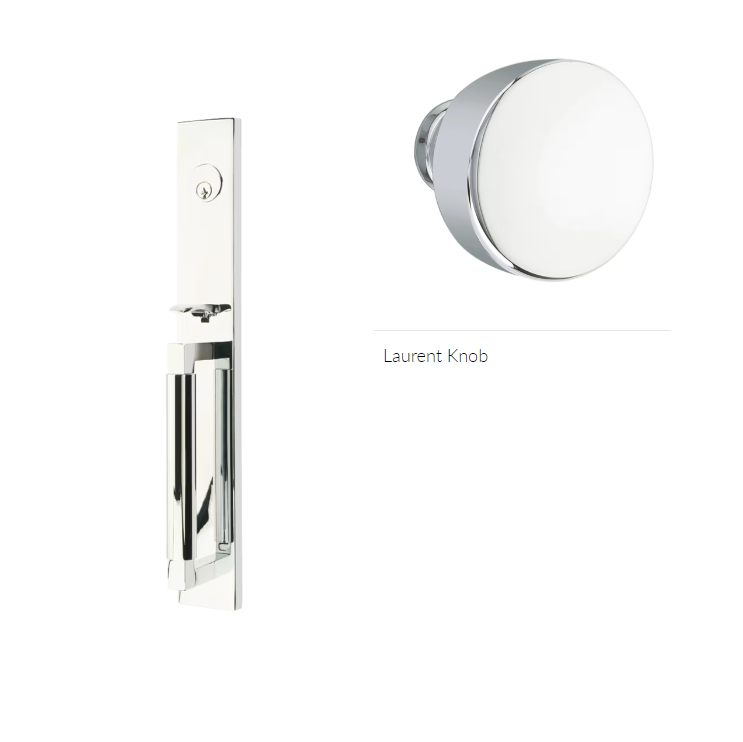 Emtek 4216LAU Single Cyl , Hercules Smooth , Full Length Tubular Entry Set , Laurent Knob - Parent
