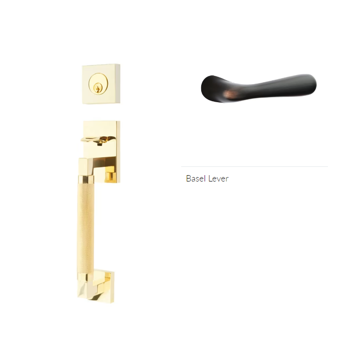 Emtek 4207BALH Dummy , Hercules Knurled , Sectional Tubular Entry Set , Basel Lever , LH - Parent
