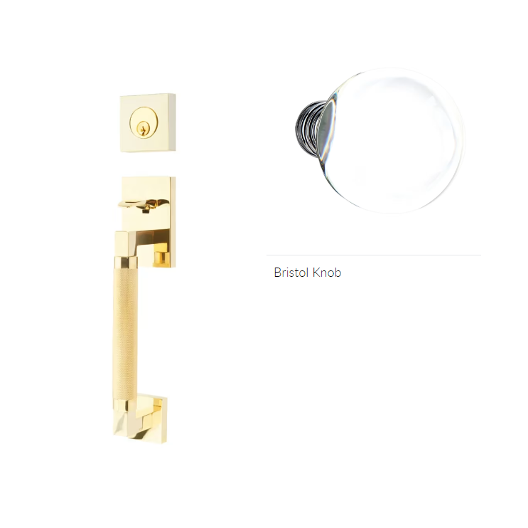 Emtek 4227BL Double Cyl , Hercules Knurled , Sectional Tubular Entry Set , Bristol Glass Knob - Parent