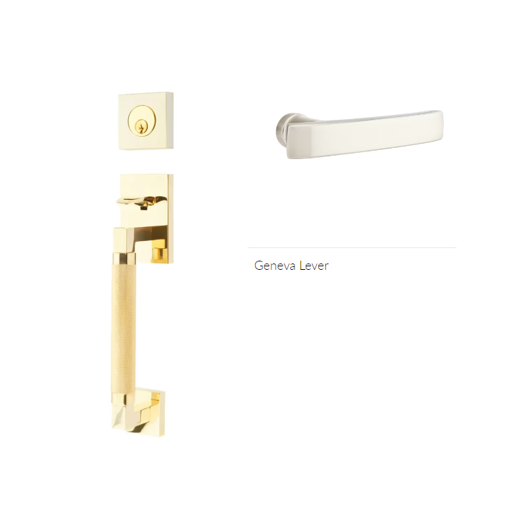 Emtek 4227GVLH Double Cyl , Hercules Knurled , Sectional Tubular Entry Set , Geneva Lever , LH - Parent