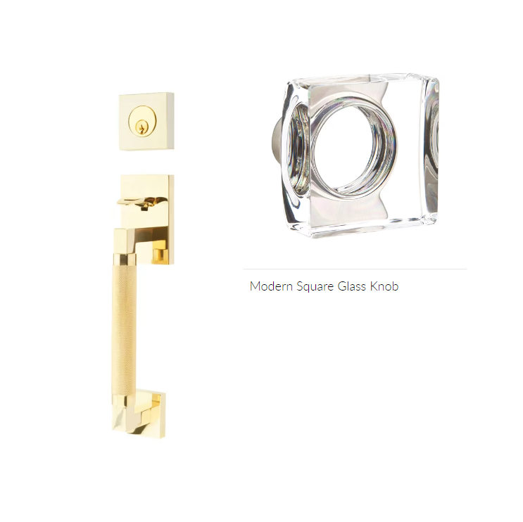 Emtek 4227MSC Double Cyl , Hercules Knurled , Sectional Tubular Entry Set , Modern Square Glass Knob - Parent