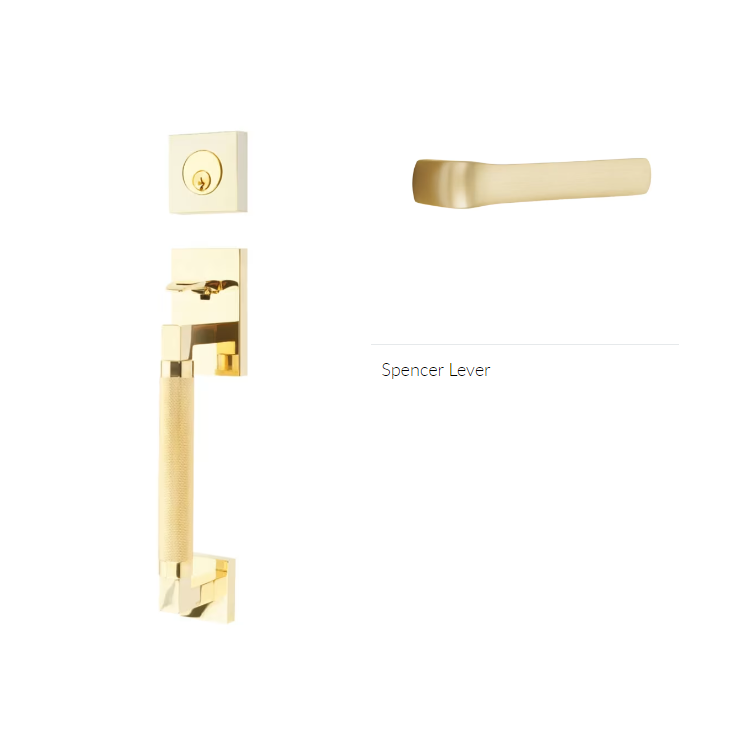 Emtek 4217SPNRH Single Cyl , Hercules Knurled , Sectional Tubular Entry Set , Spencer Lever , RH - Parent