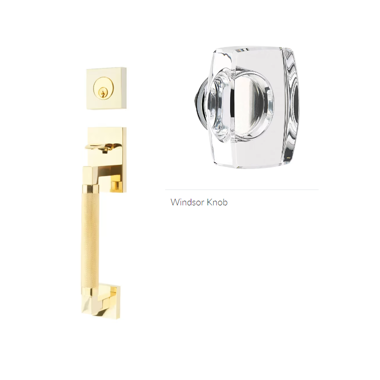 Emtek 4227WS Double Cyl , Hercules Knurled , Sectional Tubular Entry Set , Windsor Glass Knob - Parent