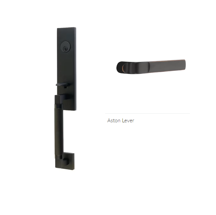 Emtek 4208ASTLH Dummy , Hercules Knurled , Monolithic Tubular Entry Set , Aston Lever , LH - Parent
