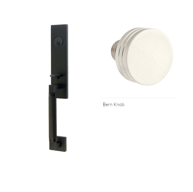 Emtek 4228BN Double Cyl , Hercules Knurled , Monolithic Tubular Entry Set , Bern Knob - Parent