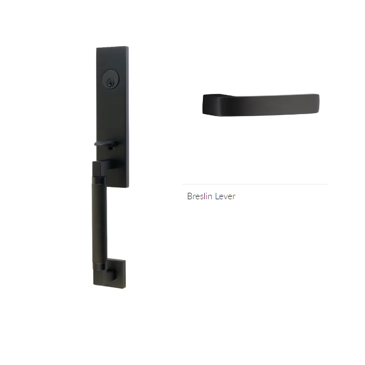 Emtek 4218BRLRH Single Cyl , Hercules Knurled , Monolithic Tubular Entry Set , Breslin Lever , RH - Parent