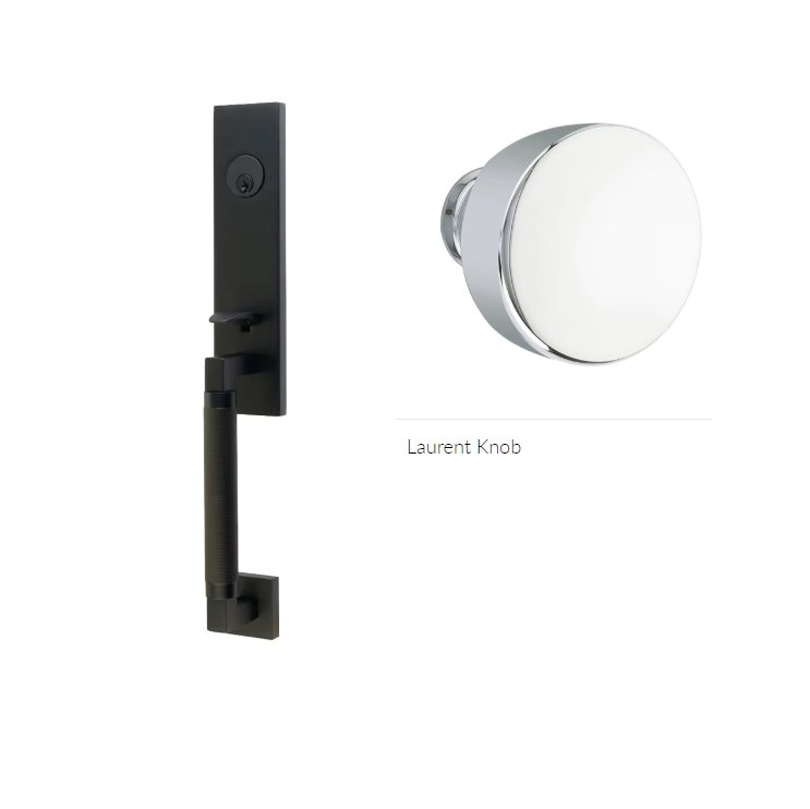 Emtek 4218LAU Single Cyl , Hercules Knurled , Monolithic Tubular Entry Set , Laurent Knob - Parent