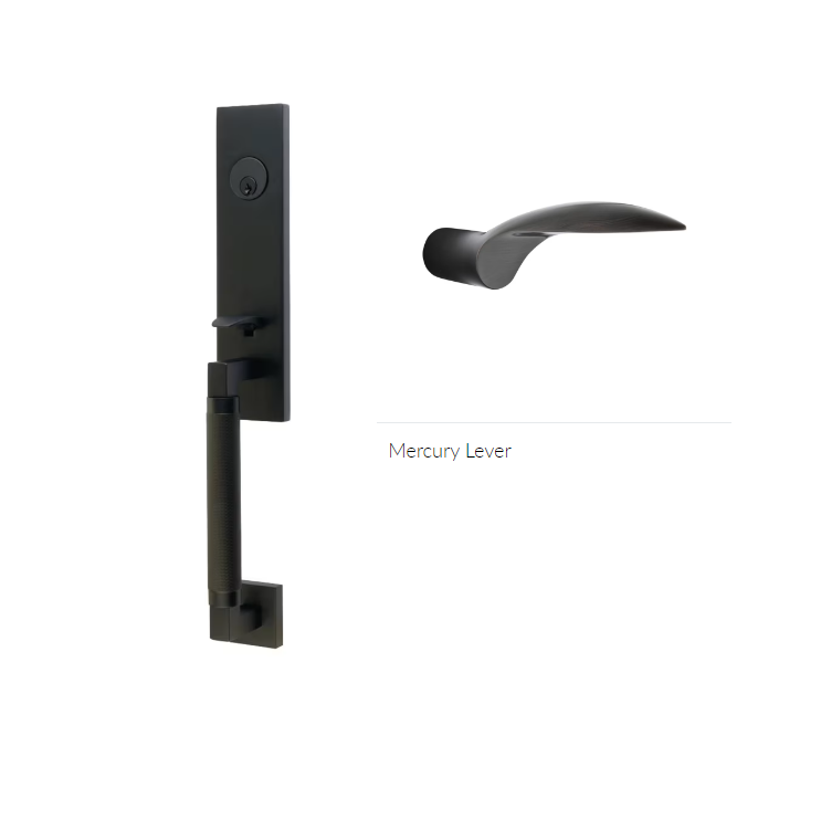 Emtek 4228MCLH Double Cyl , Hercules Knurled , Monolithic Tubular Entry Set , Mercury Lever , LH - Parent
