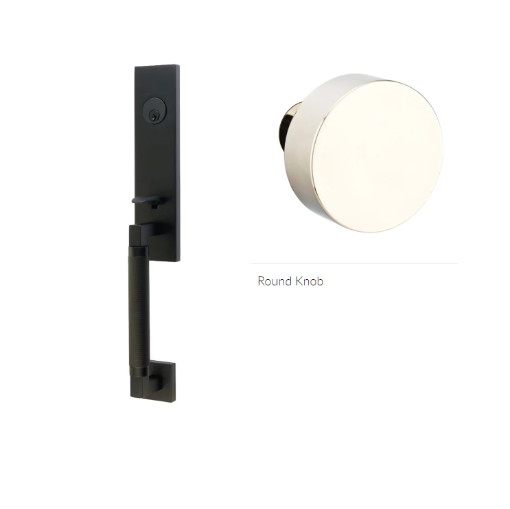 Emtek 4218ROU Single Cyl , Hercules Knurled , Monolithic Tubular Entry Set , Round Knob - Parent