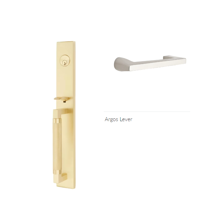 Emtek 4209AGLH Dummy , Hercules Knurled , Full Length Tubular Entry Set , Argos Lever , LH - Parent