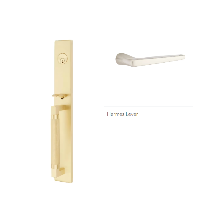 Emtek 4209HERLH Dummy , Hercules Knurled , Full Length Tubular Entry Set , Hermes Lever , LH - Parent