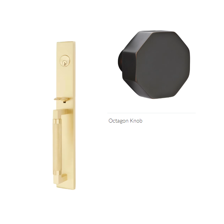 Emtek 4219OCT Single Cyl , Hercules Knurled , Full Length Tubular Entry Set , Octagon Knob - Parent