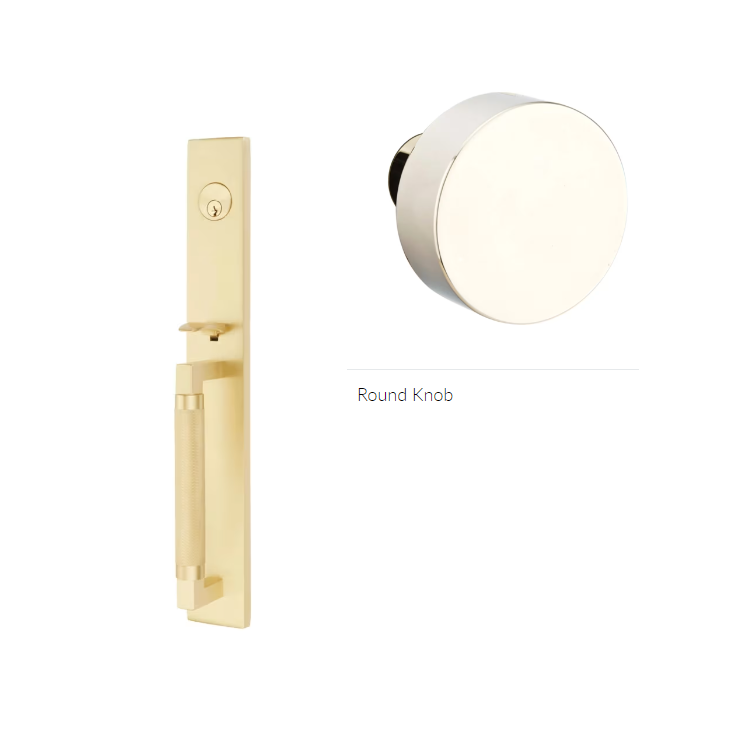 Emtek 4229ROU Double Cyl , Hercules Knurled , Full Length Tubular Entry Set , Round Knob - Parent