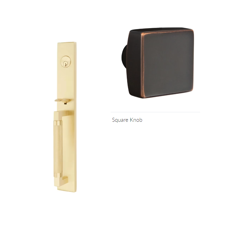 Emtek 4219SQU Single Cyl , Hercules Knurled , Full Length Tubular Entry Set , Square Knob - Parent
