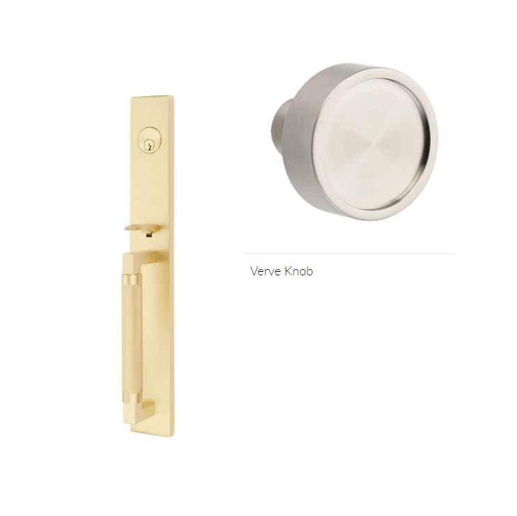 Emtek 4229VR Double Cyl , Hercules Knurled , Full Length Tubular Entry Set , Verve Knob - Parent